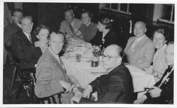 Wolfgang Gröbner, Peter Roquette, Erika Roquette, Harald Bergström, Wolfgang Franz, Frau Franz, Frau Bergström, Helmut Hasse, Clara Hasse, Heinrich Grell, unknown person